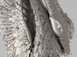 entrance stairs swan with unfolded wings 3D 모델