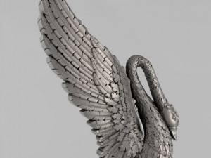 entrance stairs swan with unfolded wings 3D 모델