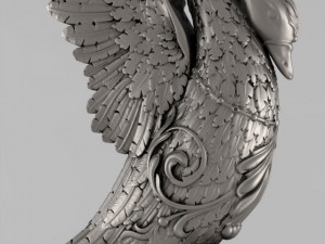 entrance stairs swan with unfolded wings 3D 모델