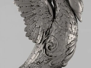 entrance stairs swan with unfolded wings 3D Model
