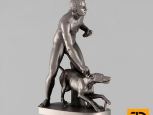 sculpture man with a dog 3D मॉडल