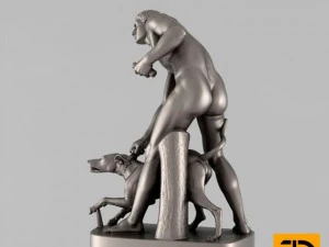 sculpture man with a dog 3D Model