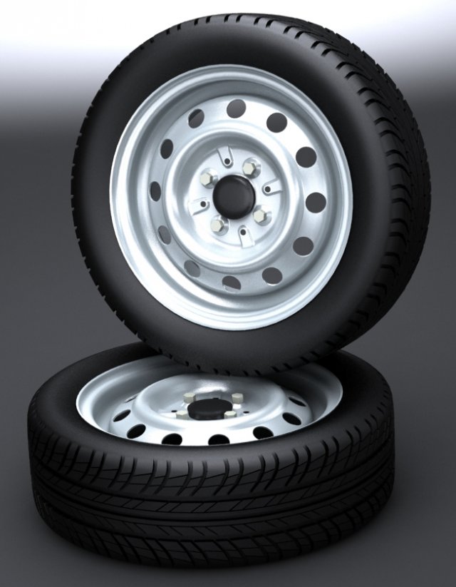 stamped steel wheel 3D Модель .c4d .max .obj .3ds .fbx .stl .blend