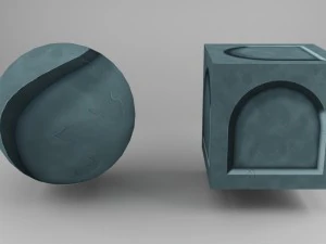 灰蓝色石材凹墙 CG 纹理