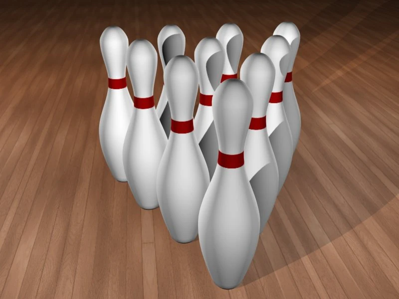10 bowling pins 3D Model .c4d .max .obj .3ds .fbx .stl .blend 