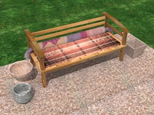 garden wooden sofa Model 3D