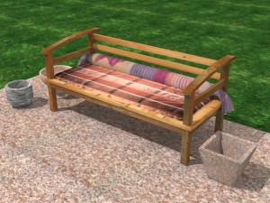 garden wooden sofa Modelo 3D