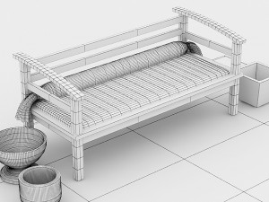 garden wooden sofa Modelo 3D