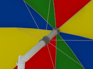 4 beach umbrellas and beach environment Modèle 3D