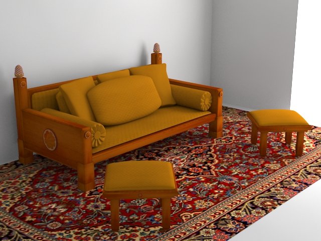indoor wooden sofa 3D Model .c4d .max .obj .3ds .fbx .stl .blend 