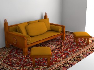 indoor wooden sofa Model 3D