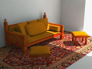 indoor wooden sofa 3D Model