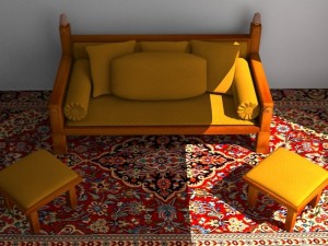 indoor wooden sofa 3D Model