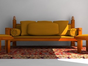 indoor wooden sofa 3D Model