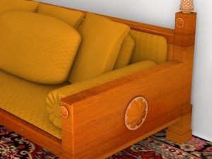 indoor wooden sofa 3D Model