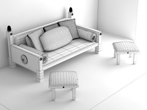 indoor wooden sofa 3D Model