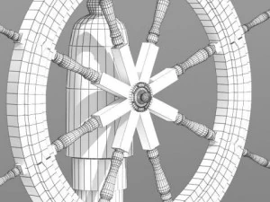 steering old boat 3D Model