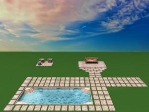 grass patio swimming pool Model 3D