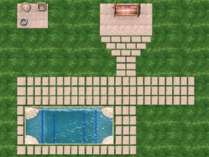 grass patio swimming pool 3D Model