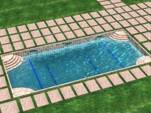 grass patio swimming pool 3D Model