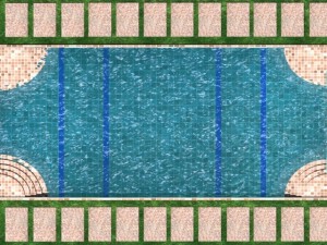 grass patio swimming pool 3D Model