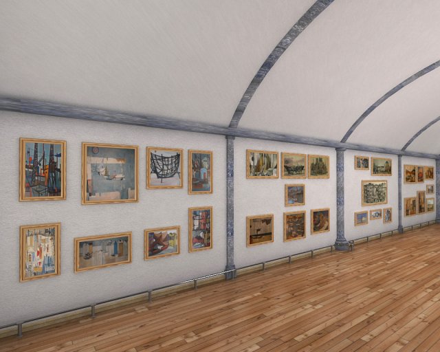 art gallery exhibition hall 2 3D Model .c4d .max .obj .3ds .fbx .stl .blend 