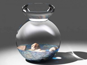 stones in glass vase Model 3D