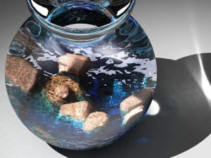 stones in glass vase Model 3D