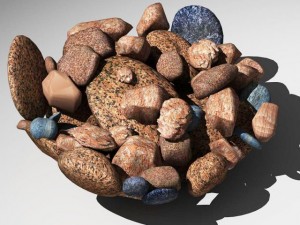 stones in glass vase Model 3D