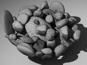 stones in glass vase Model 3D