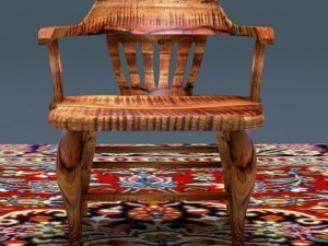 antique elm wood chair Model 3D