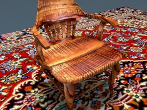 antique elm wood chair Model 3D