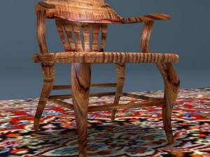 antique elm wood chair Model 3D