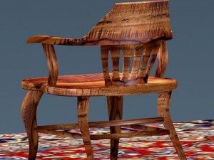antique elm wood chair Model 3D