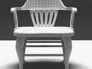 antique elm wood chair Model 3D