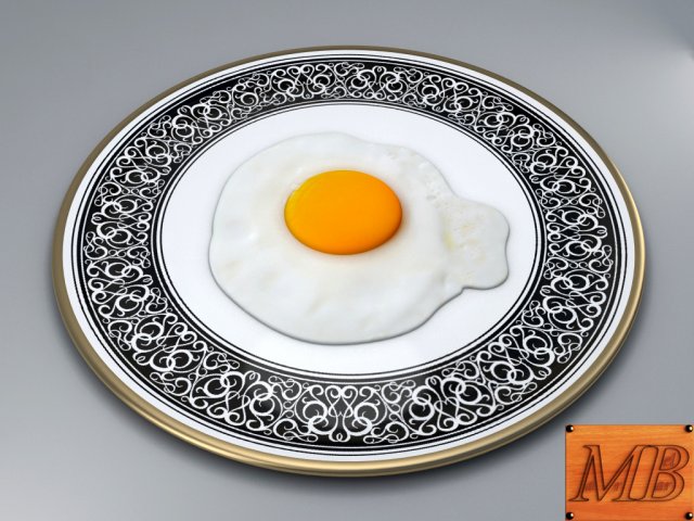 fried egg dish Modèle 3D .c4d .max .obj .3ds .fbx .stl .blend 