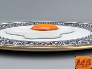 fried egg dish Modèle 3D