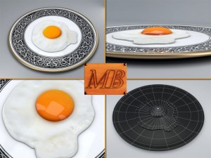 fried egg dish Modèle 3D