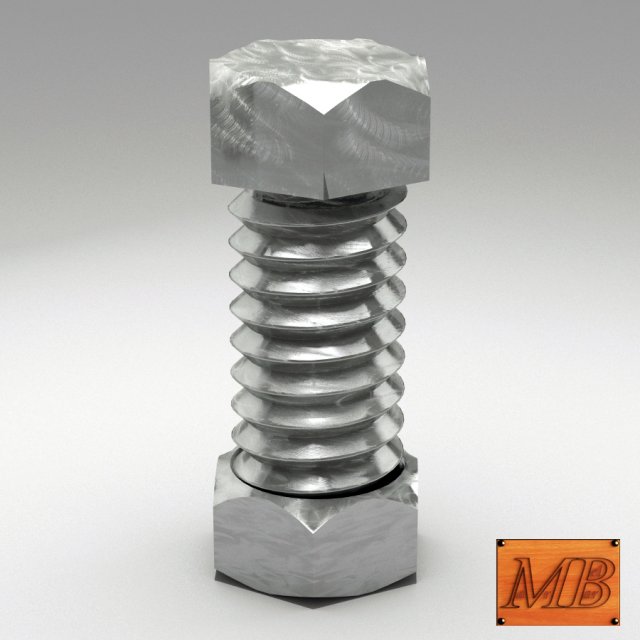 bolt and nut animated 3D Model .c4d .max .obj .3ds .fbx .stl .blend 