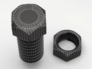 parafuso e porca animados Modelo 3D