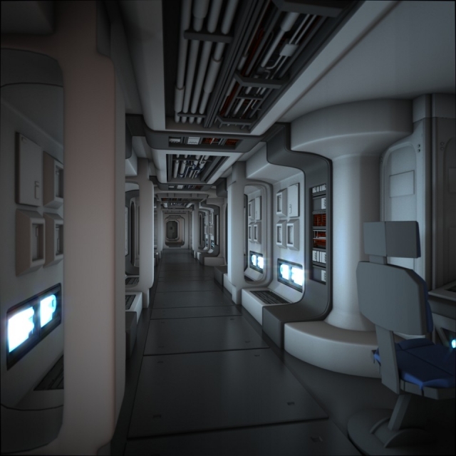 spaceship corridor hd Modelo 3D .c4d .max .obj .3ds .fbx .stl .blend 