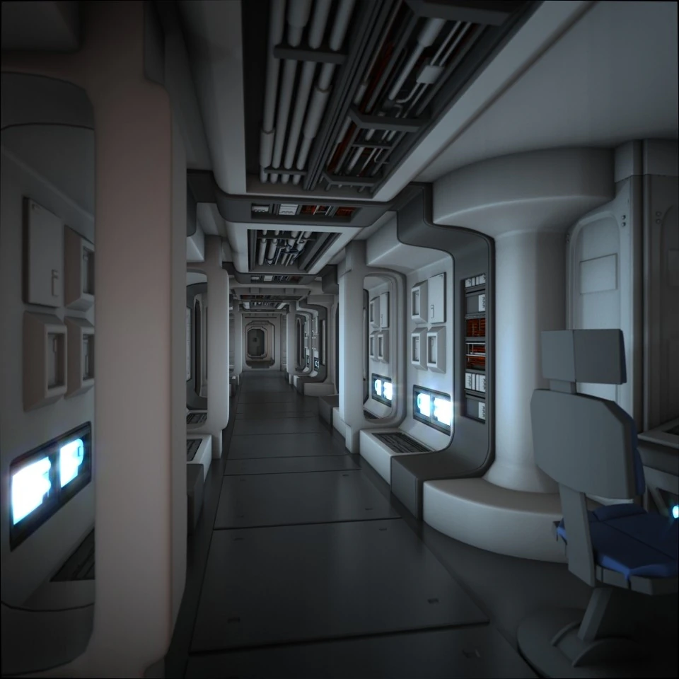 spaceship corridor hd 3D Model .c4d .max .obj .3ds .fbx .stl .blend 