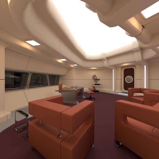 starship interior  captains office 3D Модель .c4d .max .obj .3ds .fbx .stl .blend 