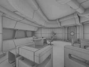 starship interior  captains office 3D Model