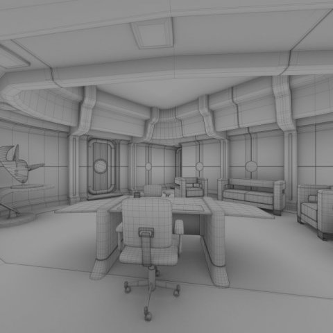 starship interior captains office 3D Model in Office 3DExport