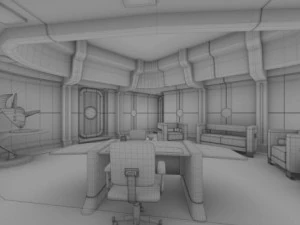 starship interior  captains office 3D Model