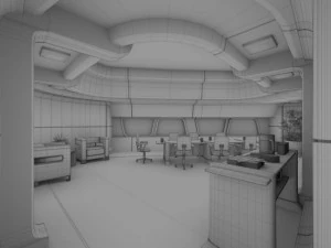 starship interior conference room 3D Model