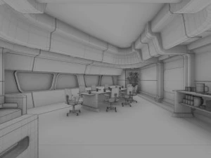 starship interior conference room 3D Model