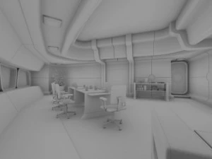 starship interior conference room 3D Model