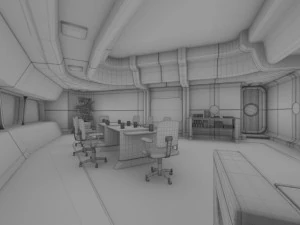 starship interior conference room 3D Model